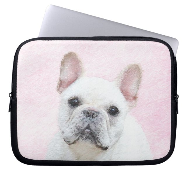 French Bulldog (Cream/White) Painting - Dog Art Laptop Sleeve (Front)