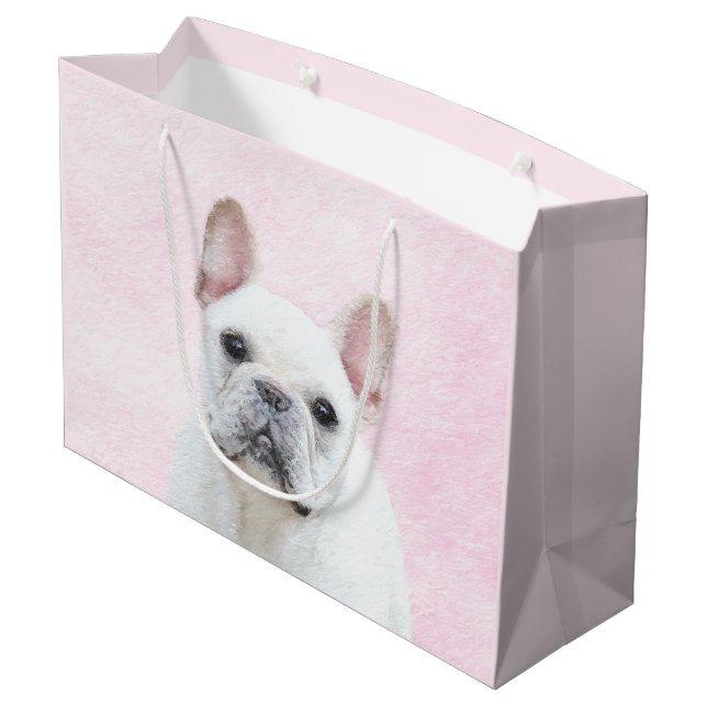 French Bulldog (Cream/White) Painting - Dog Art Large Gift Bag (Back Angled)