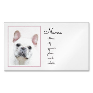 French Bulldog (Cream/White) Painting - Dog Art Magnetic Business Card
