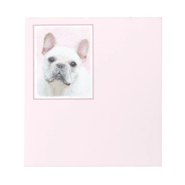 French Bulldog (Cream/White) Painting - Dog Art Notepad (Front)