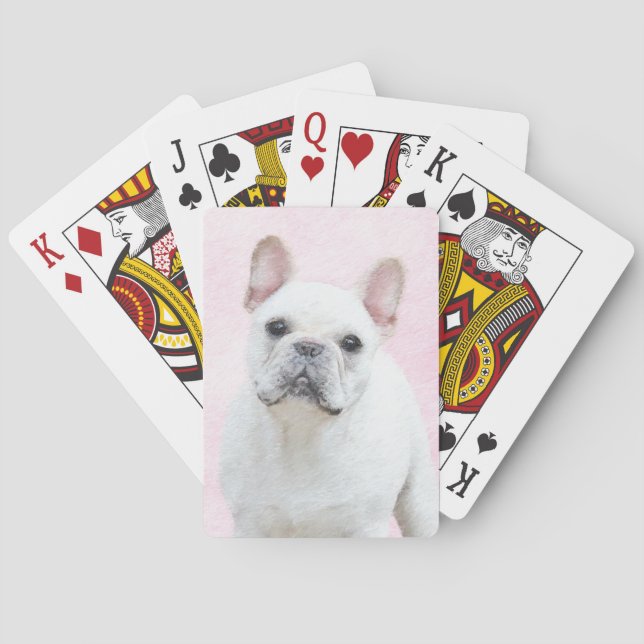 French Bulldog (Cream/White) Painting - Dog Art Playing Cards (Back)