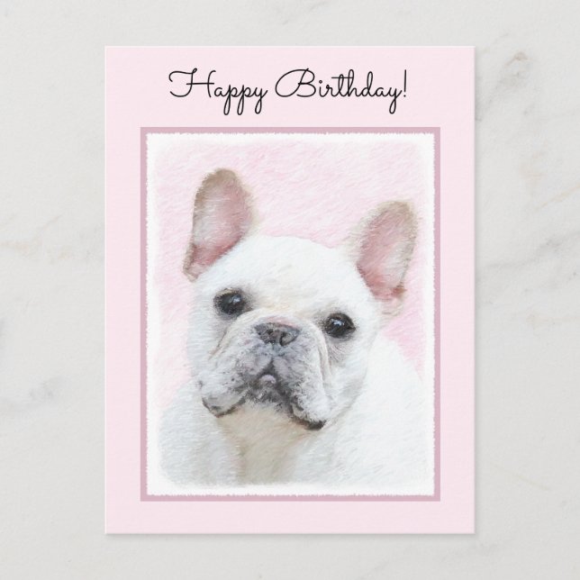 French Bulldog (Cream/White) Painting - Dog Art Postcard (Front)