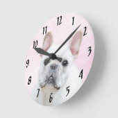 French Bulldog (Cream/White) Painting - Dog Art Round Clock (Angle)