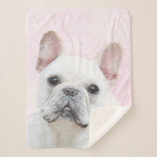 French Bulldog (Cream/White) Painting - Dog Art Sherpa Blanket
