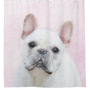 French Bulldog (Cream/White) Painting - Dog Art Shower Curtain