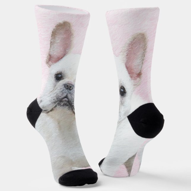 French Bulldog (Cream/White) Painting - Dog Art Socks (Angled)
