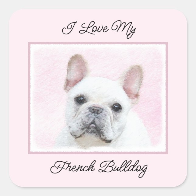 French Bulldog (Cream/White) Painting - Dog Art Square Sticker (Front)