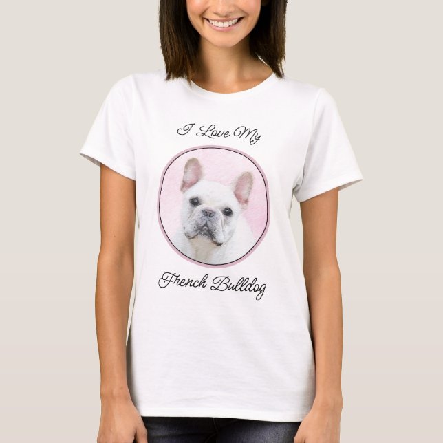 French Bulldog (Cream/White) Painting - Dog Art T-Shirt (Front)