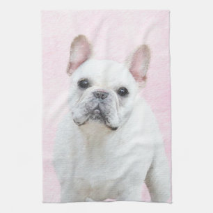French Bulldog (Cream/White) Painting - Dog Art Tea Towel