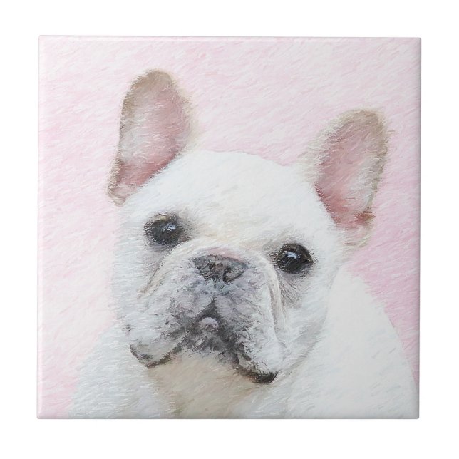 French Bulldog (Cream/White) Painting - Dog Art Tile (Front)