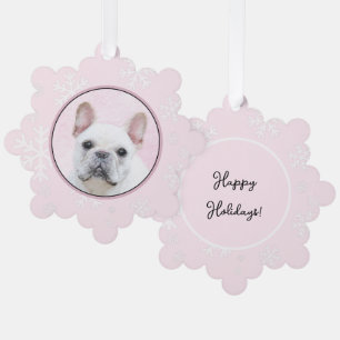 French Bulldog (Cream/White) Painting - Dog Art Tree Decoration Card
