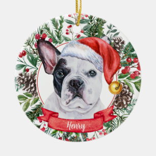 French Bulldog Custom Dog Santa Christmas Ornament