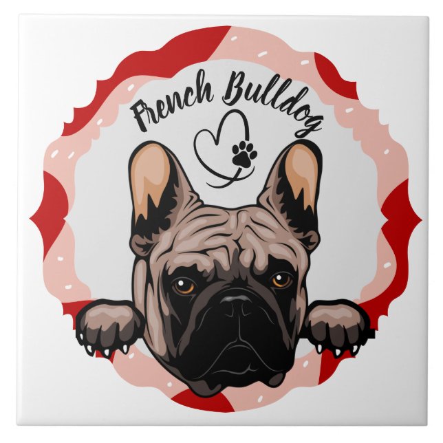  French Bulldog customised pattern photo frame Tile (Front)
