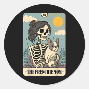 French Bulldog Cute Frenchie Dog Mum Tarot Card Sk Classic Round Sticker