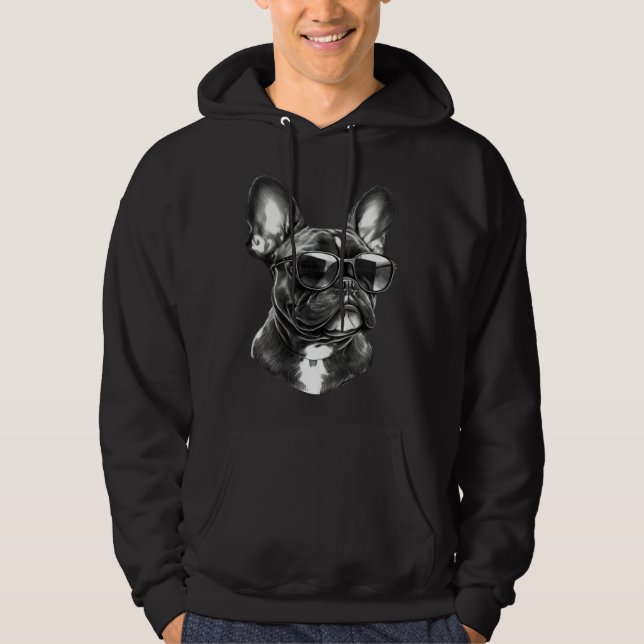 French Bulldog Cute Frenchie Wearing Sunglasses Hoodie (Front)