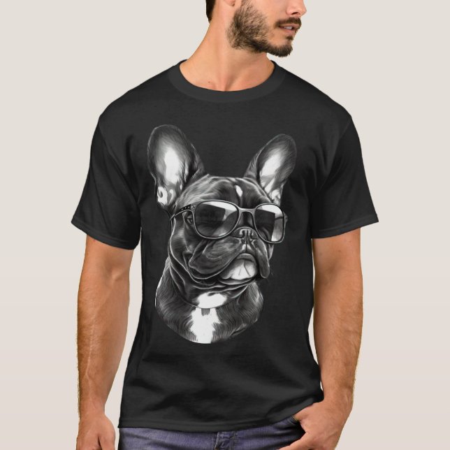 French Bulldog Cute Frenchie Wearing Sunglasses T-Shirt (Front)