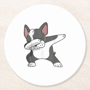 French Bulldog Dabbing Dance For Dog Mum Lover Round Paper Coaster