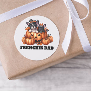 French Bulldog Dad Halloween Pumpkins Classic Round Sticker
