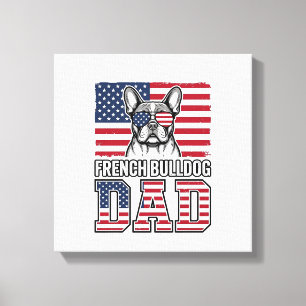 French Bulldog Dad Patriotic Vintage Canvas Print