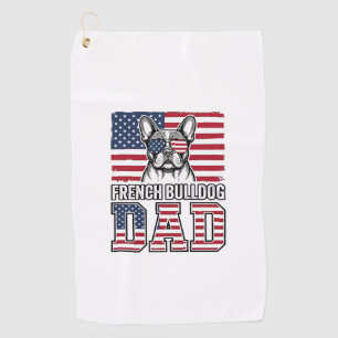 French Bulldog Dad Patriotic Vintage Golf Towel