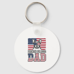 French Bulldog Dad Patriotic Vintage Key Ring