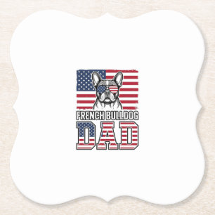 French Bulldog Dad Patriotic Vintage Paper Coaster