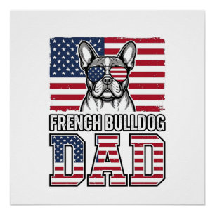 French Bulldog Dad Patriotic Vintage Poster