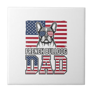 French Bulldog Dad Patriotic Vintage Tile
