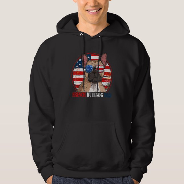 French Bulldog Dad Retro American Flag Patriotic S Hoodie (Front)