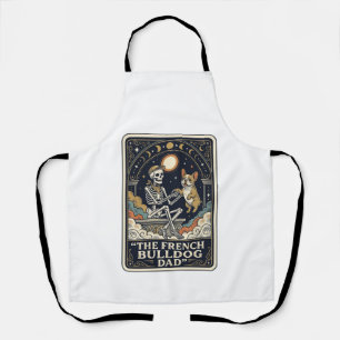 French Bulldog Dad Vintage Skeleton Tarot Shirt_1 Apron
