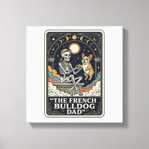 French Bulldog Dad Vintage Skeleton Tarot Shirt_1 Canvas Print
