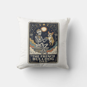 French Bulldog Dad Vintage Skeleton Tarot Shirt_1 Cushion