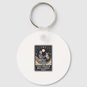 French Bulldog Dad Vintage Skeleton Tarot Shirt_1 Key Ring