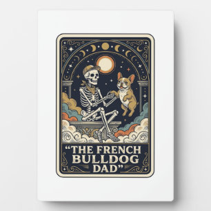 French Bulldog Dad Vintage Skeleton Tarot Shirt_1 Plaque