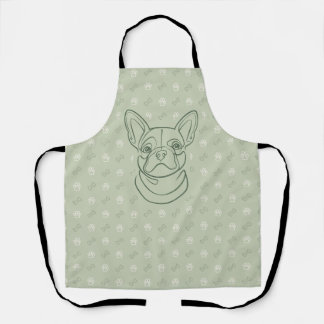 French Bulldog Decorative Line Art Pattern Apron