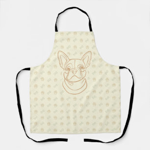 French Bulldog Decorative Line Art Pattern Apron