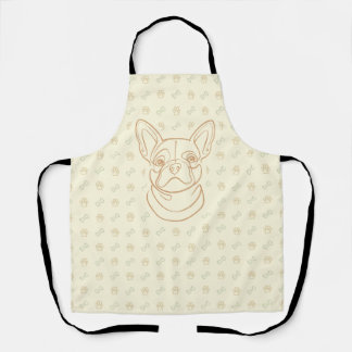 French Bulldog Decorative Line Art Pattern Apron