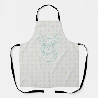 French Bulldog Decorative Line Art Pattern Apron
