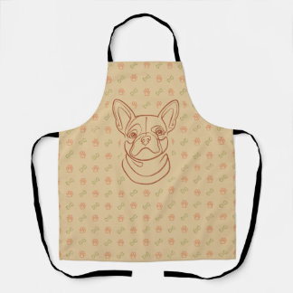 French Bulldog Decorative Line Art Pattern Apron