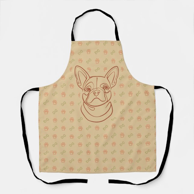 French Bulldog Decorative Line Art Pattern Apron (Front)