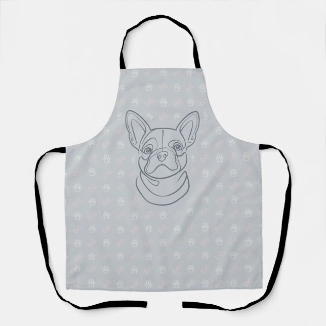French Bulldog Decorative Line Art Pattern Apron (Front)