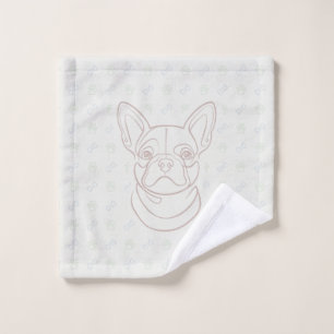 French Bulldog Decorative Line Art Pattern Bath Towel Set