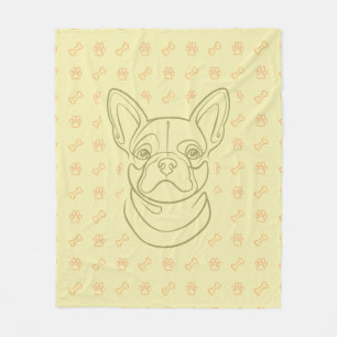French Bulldog Decorative Line Art Pattern Fleece Blanket