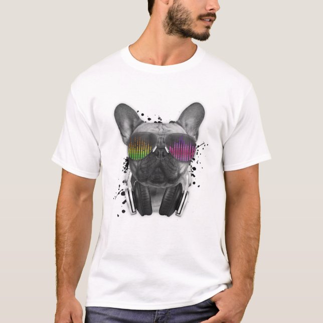 French Bulldog Deejay Cool DJ Dog Lover Frenchie M T-Shirt (Front)