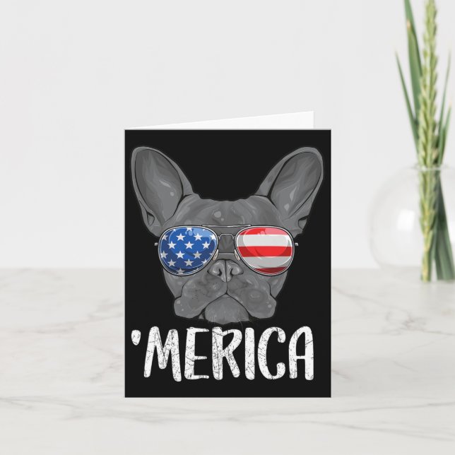 French Bulldog Dog 4th Of July American Flag 1  Card (Front)