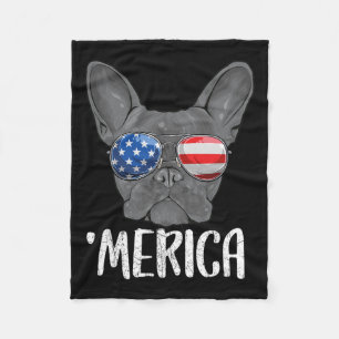French Bulldog Dog 4th Of July American Flag 1 Fleece Blanket