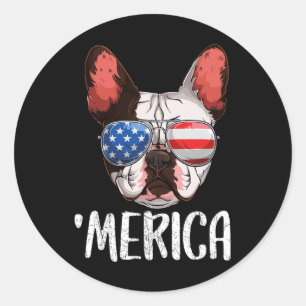 French Bulldog Dog 4th Of July American Flag 2 Classic Round Sticker