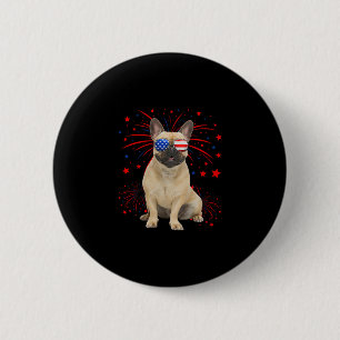 French Bulldog Dog American Flag 4th Of July 6 Cm Round Badge