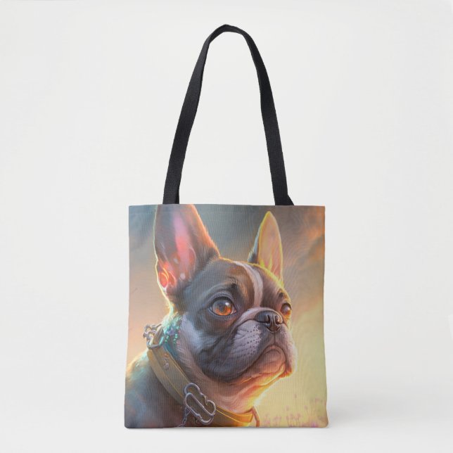 French Bulldog Dog Animal Portrait Painting Pet  Tote Bag (Front)