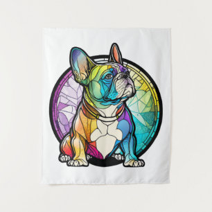 French Bulldog Dog Animal Portrait Stained Glass Tapestry
